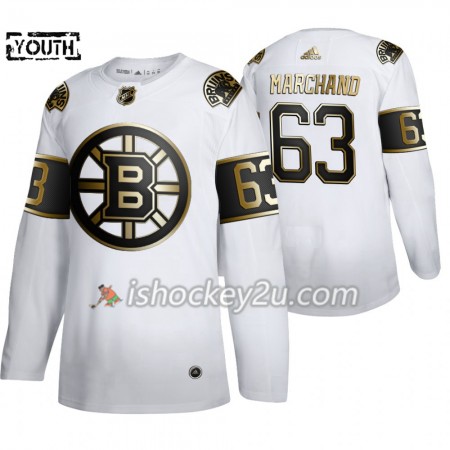 Børn NHL Boston Bruins Trøje Brad Marchand 63 Adidas 2019-20 Golden Edition Hvid Authentic